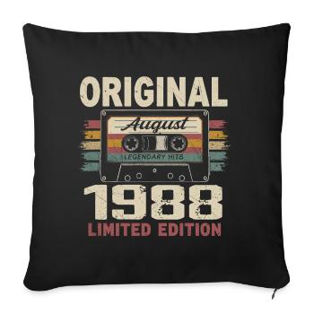 Août 1988 August 1988 Cadeau Août 1988 August 1988 - Housse de coussin décorative 45 x 45 cm - noir - Devant