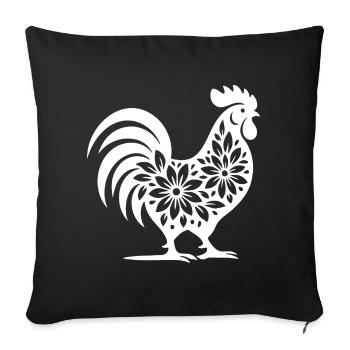 Floral Folk Rooster Design - Sofa pillowcase 17,3'' x 17,3'' (45 x 45 cm) - black - Front