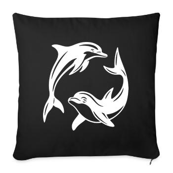 Conception de la silhouette des dauphins tourbillonnants - Housse de coussin décorative 45 x 45 cm - noir - Devant
