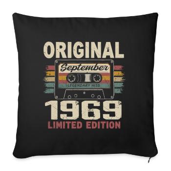 September 1969 Birthday, born in September 1969 - Sofa pillowcase 17,3'' x 17,3'' (45 x 45 cm) - black - Front