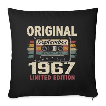 September 1967 Birthday, born in September 1967 - Sofa pillowcase 17,3'' x 17,3'' (45 x 45 cm) - black - Front