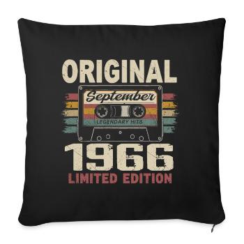 September 1966 Birthday, born in September 1966 - Sofa pillowcase 17,3'' x 17,3'' (45 x 45 cm) - black - Front