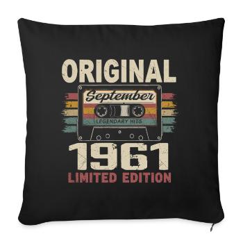 Septembre 1961 Anniversaire, Né en Septembre 1961 - Housse de coussin décorative 45 x 45 cm - noir - Devant