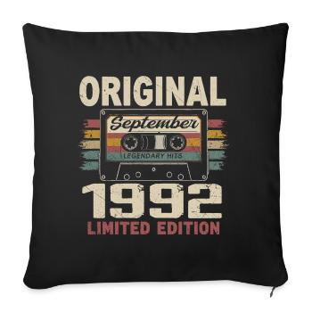 Septembre 1992 Anniversaire, Né en Septembre 1992 - Housse de coussin décorative 45 x 45 cm - noir - Devant