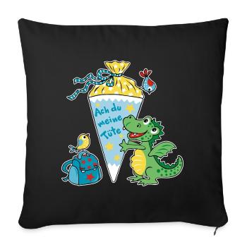 Dragon-écolier. Oh mon sac ! - Housse de coussin décorative 45 x 45 cm - noir - Devant
