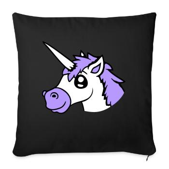 licorne sourit assez sympathique cheval de dessin animé - Housse de coussin décorative 45 x 45 cm - noir - Devant
