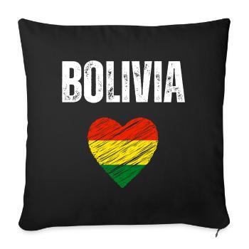 J’aime la Bolivie, le drapeau de la Bolivie - Housse de coussin décorative 45 x 45 cm - noir - Devant
