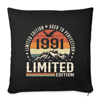 1991 Birthday Gift - Vintage 1991 Retro 1991 - Sofa pillowcase 17,3'' x 17,3'' (45 x 45 cm) - black - Front
