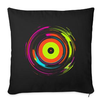 Disque vinyle Retrowave - Housse de coussin décorative 45 x 45 cm - noir - Devant