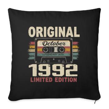 Né en Octobre 1992 | Cadeau Vintage Octobre 1992 - Housse de coussin décorative 45 x 45 cm - noir - Devant