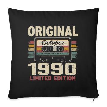 Né en Octobre 1990 | Cadeau Vintage Octobre 1990 - Housse de coussin décorative 45 x 45 cm - noir - Devant