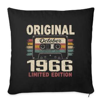 Né en Octobre 1966 | Cadeau Vintage Octobre 1966 - Housse de coussin décorative 45 x 45 cm - noir - Devant
