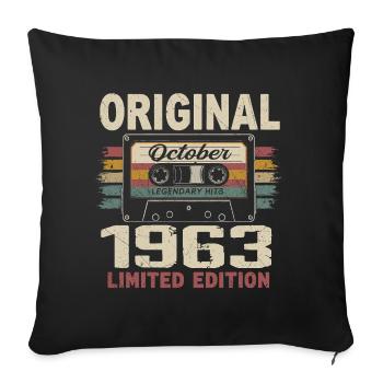 Born in October 1963 | Vintage Gift October 1963 - Sofa pillowcase 17,3'' x 17,3'' (45 x 45 cm) - black - Front