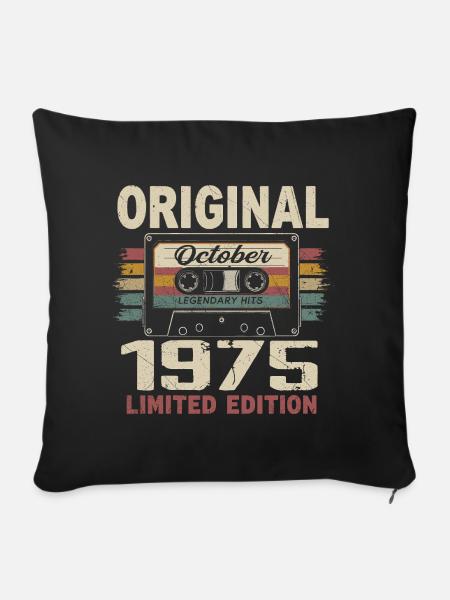 Geboren im Oktober 1975 | Vintage Geschenk Oktober 1975 - Sofakissenbezug 45 x 45 cm - Schwarz