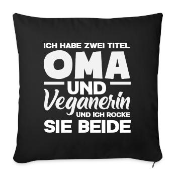 Attention I'm Vegan Funny Vegan Gift - Sofa pillowcase 17,3'' x 17,3'' (45 x 45 cm) - black - Front