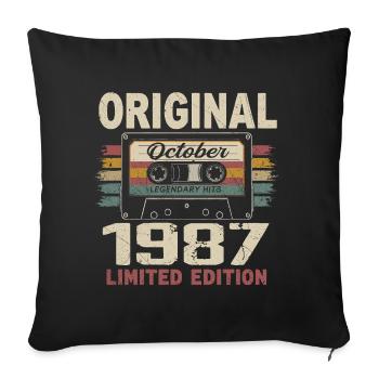 Né en Octobre 1987 | Cadeau Vintage Octobre 1987 - Housse de coussin décorative 45 x 45 cm - noir - Devant