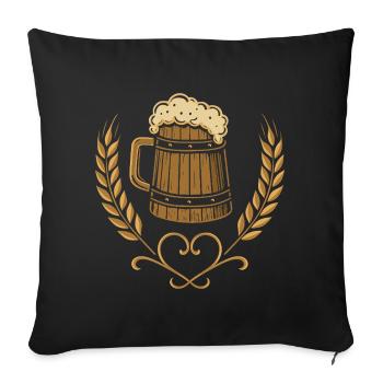 Chope à bière traditionnelle - fête folklorique et brasserie en plein air - Housse de coussin décorative 45 x 45 cm - noir - Devant