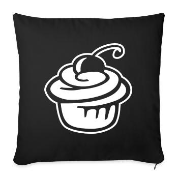 Cupcake Cherry – Sweet Cake & Party Fun - Sofa pillowcase 17,3'' x 17,3'' (45 x 45 cm) - black - Front