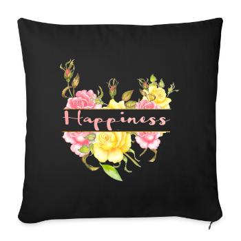 Happiness - Sofa pillowcase 17,3'' x 17,3'' (45 x 45 cm) - black - Front