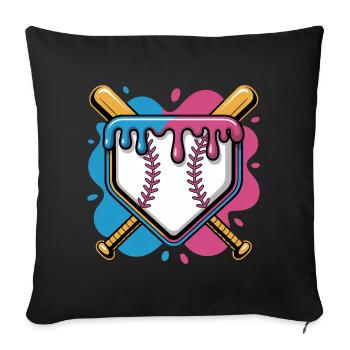 Baseball Home Plate Pink Blue Crossed Batters - Sofa pillowcase 17,3'' x 17,3'' (45 x 45 cm) - black - Front