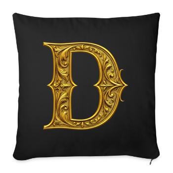 Ornamentgold Initiale D - Sofakissenbezug 45 x 45 cm - Schwarz - Vorne
