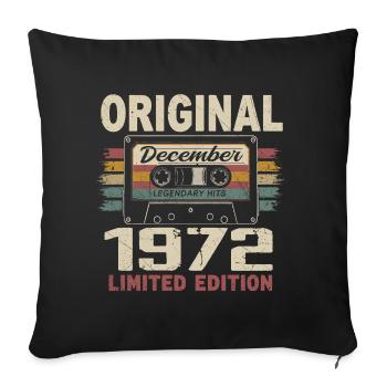 Cadeau D'anniversaire Décembre 1972 - Housse de coussin décorative 45 x 45 cm - noir - Devant
