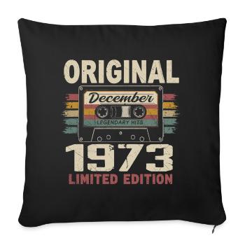 Cadeau D'anniversaire Décembre 1973 - Housse de coussin décorative 45 x 45 cm - noir - Devant