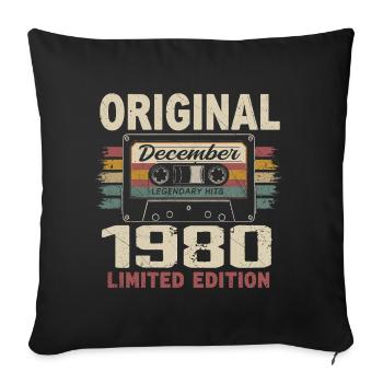 Cadeau D'anniversaire Décembre 1980 - Housse de coussin décorative 45 x 45 cm - noir - Devant