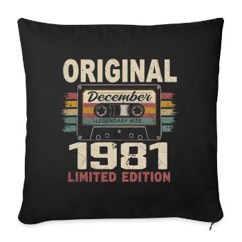 Cadeau D'anniversaire Décembre 1981 - Housse de coussin décorative 45 x 45 cm - noir - Devant