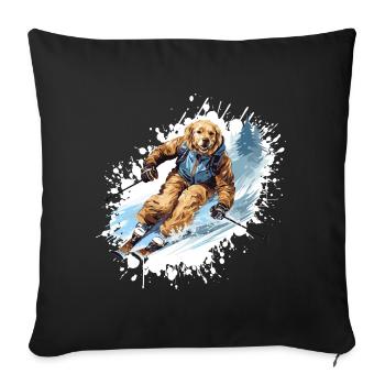 Golden Retriever Dog Ski Skiing - Sofa pillowcase 17,3'' x 17,3'' (45 x 45 cm) - black - Front