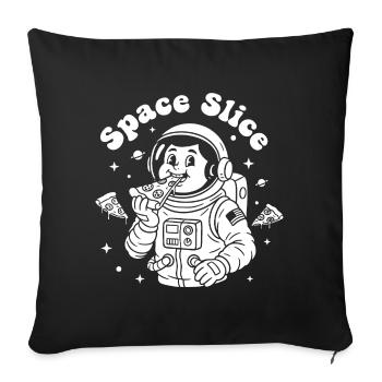 Space Slice Astronaut Pizza - Sofa pillowcase 17,3'' x 17,3'' (45 x 45 cm) - black - Front