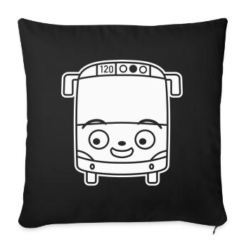 Petit dessin animé de bus - Bande dessinée Voyage en bus scolaire amusant - Housse de coussin décorative 45 x 45 cm - noir - Devant