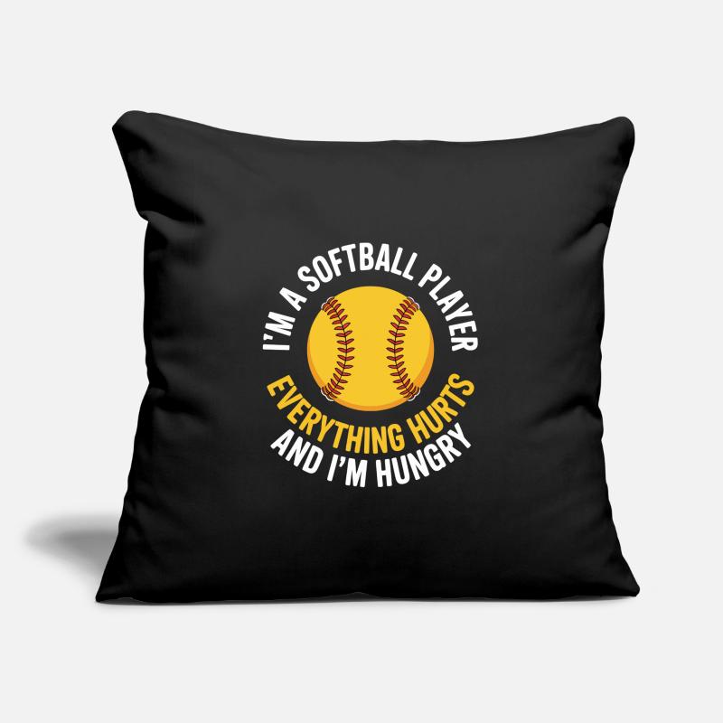 Devise des joueuses de softball affamées Housse de coussin décorative 45 x 45 cm