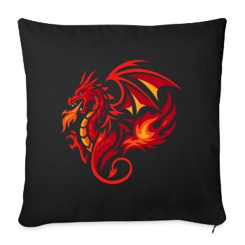 Style de tatouage rouge Flamme de Dragon Tribal - Housse de coussin décorative 45 x 45 cm - noir - Devant