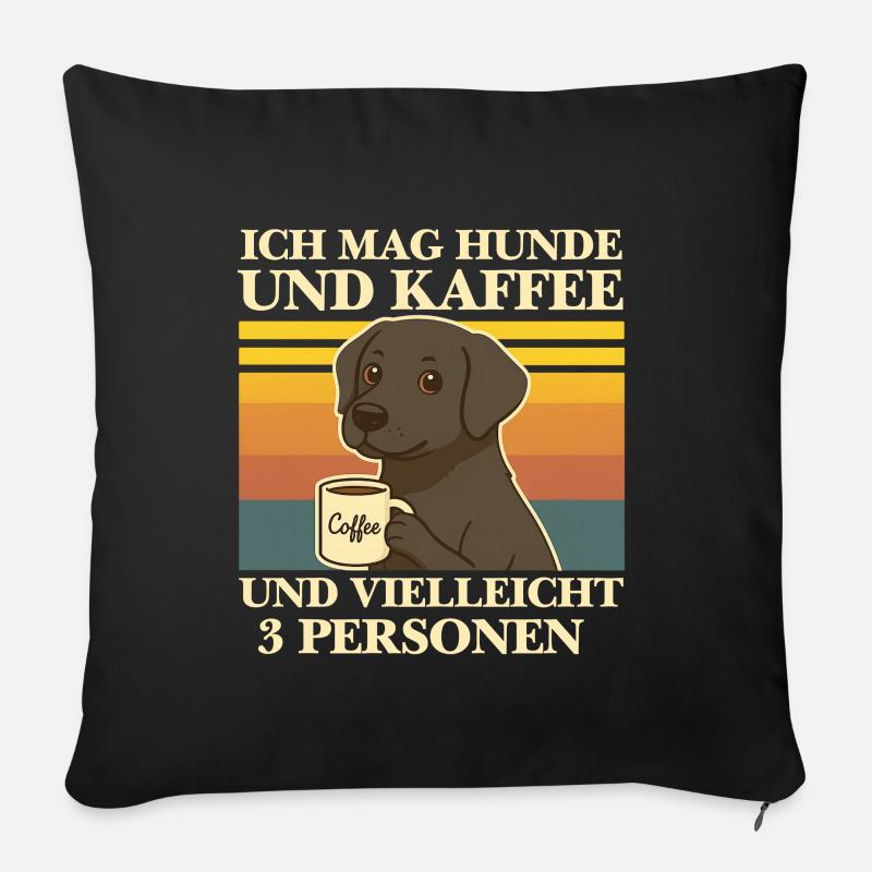 Ich mag Hunde & Kaffee Lustig Hund Coffee Tier - Sofakissenbezug 45 x 45 cm - Schwarz