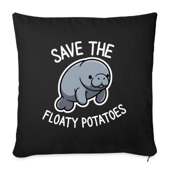 Cute Manatee Save the Floaty Potatoes  - Sofa pillowcase 17,3'' x 17,3'' (45 x 45 cm) - black - Front