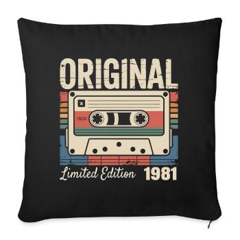 45th Anniversary - Vintage Gift 1981 - Sofa pillowcase 17,3'' x 17,3'' (45 x 45 cm) - black - Front