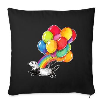 Ferret Balloons and Rainbow - Sofa pillowcase 17,3'' x 17,3'' (45 x 45 cm) - black - Front