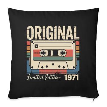 55ème anniversaire - Cadeau Vintage 1971 - Housse de coussin décorative 45 x 45 cm - noir - Devant