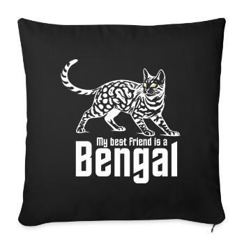 Bengal Lover "Best Friend" - Sofa pillowcase 17,3'' x 17,3'' (45 x 45 cm) - black - Front