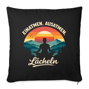 Inspire, expire, sourit, Yoga Dis Cadeau - Housse de coussin décorative 45 x 45 cm - noir - Devant
