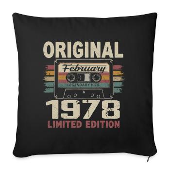 Février 1978, Cadeau d'Anniversaire février 1978 - Housse de coussin décorative 45 x 45 cm - noir - Devant