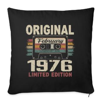 Février 1976, Cadeau d'Anniversaire février 1976 - Housse de coussin décorative 45 x 45 cm - noir - Devant