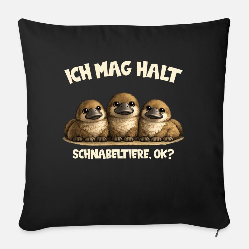 Schnabeltier Lustiges Tier Statement - Sofakissenbezug 45 x 45 cm - Schwarz