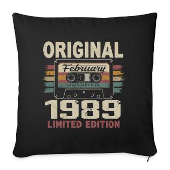 February 1989, February 1989 Birthday Gift - Sofa pillowcase 17,3'' x 17,3'' (45 x 45 cm) - black - Front