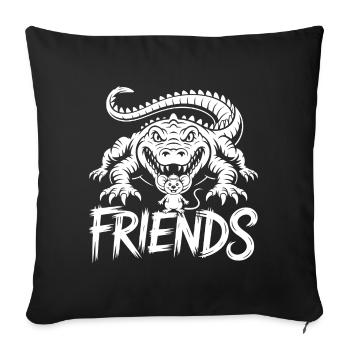 Friends for life – crocodile, alligator and mouse - Sofa pillowcase 17,3'' x 17,3'' (45 x 45 cm) - black - Front
