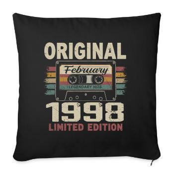 February 1998, February 1998 Birthday Gift - Sofa pillowcase 17,3'' x 17,3'' (45 x 45 cm) - black - Front