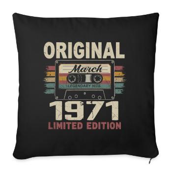 Mars 1971 Vintage mars 1971 - Housse de coussin décorative 45 x 45 cm - noir - Devant