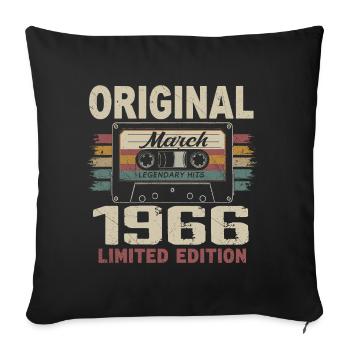 Mars 1966 Vintage mars 1966 - Housse de coussin décorative 45 x 45 cm - noir - Devant