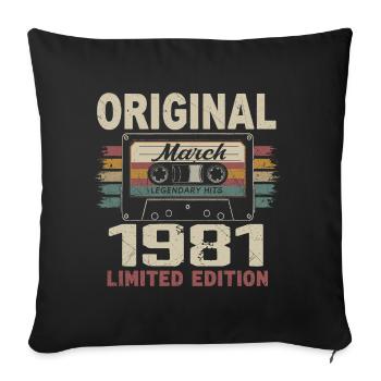 Mars 1981 Vintage mars 1981 - Housse de coussin décorative 45 x 45 cm - noir - Devant